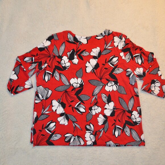 Alfred Dunner Red black white Floral Patterned blouse size L - Picture 12 of 13